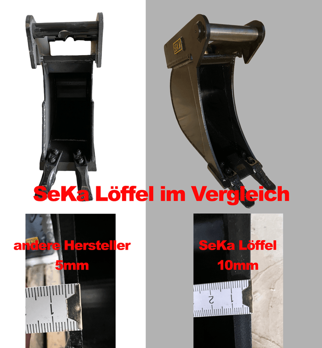 1-2t Hoch-Tieflöffel 15cm 150mm MS01 SYMLOCK - SeKa Baumaschinen