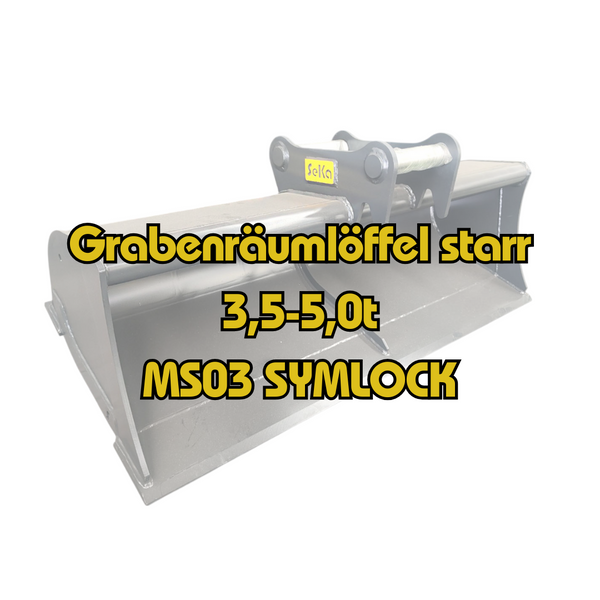 Starrer Grabenräumlöffel 3,5–5,0 t - 1200mm 120cm – MS03 Symlock