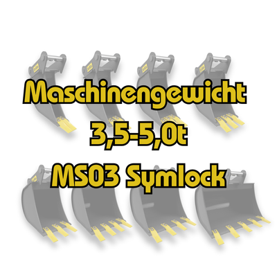 3,5-5,0t Tieflöffel MS03 Symlock