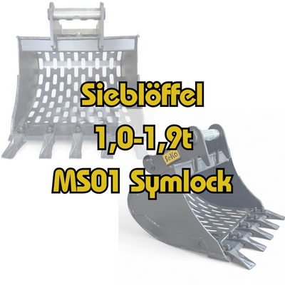 Sieblöffel 1,0–1,9 t - 250mm 25cm – MS01 Symlock