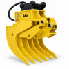 SeKa Greifrechen ELB0030 mit hydraulischem Niederhalter für Minibagger 1–3 t, MS03 Symlock – Dreiviertelansicht, freigestellt