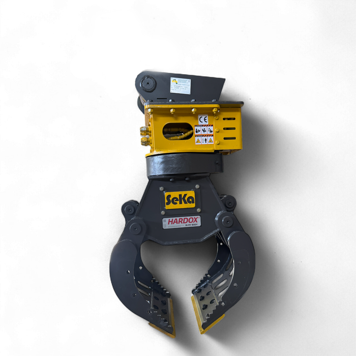Seitenansicht des SK03 Sortiergreifers mit robustem HARDOX-Material
